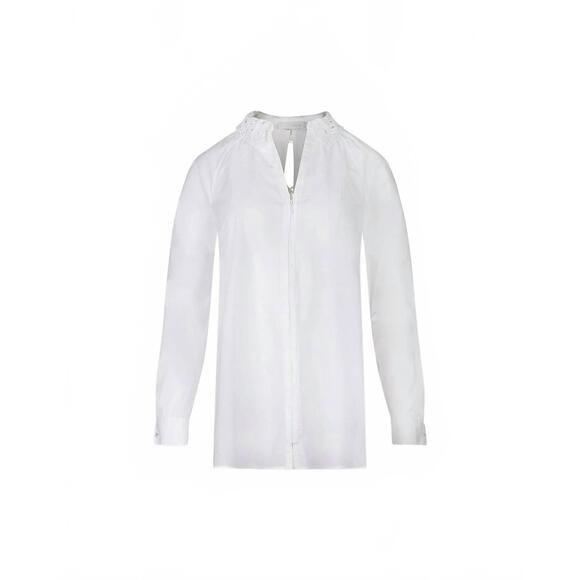 NEW ANNE FONTAINE basque classic long sleeve lace collar shirt in white - Picture 4 of 4